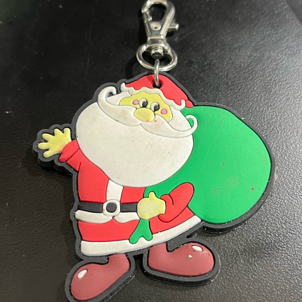 Santa Claus Keychain with Green Bag